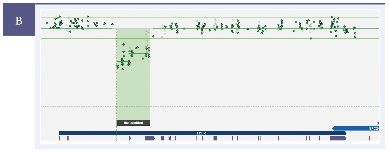 Next generation sequencing (NGS) software data showing a 2 exon deletion.